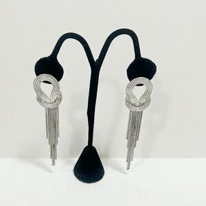 Infinity Silver Tone Chandelier Dangle Drop Earrings